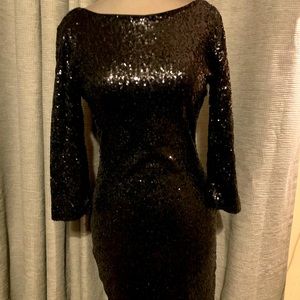 Black sequin cocktail dress